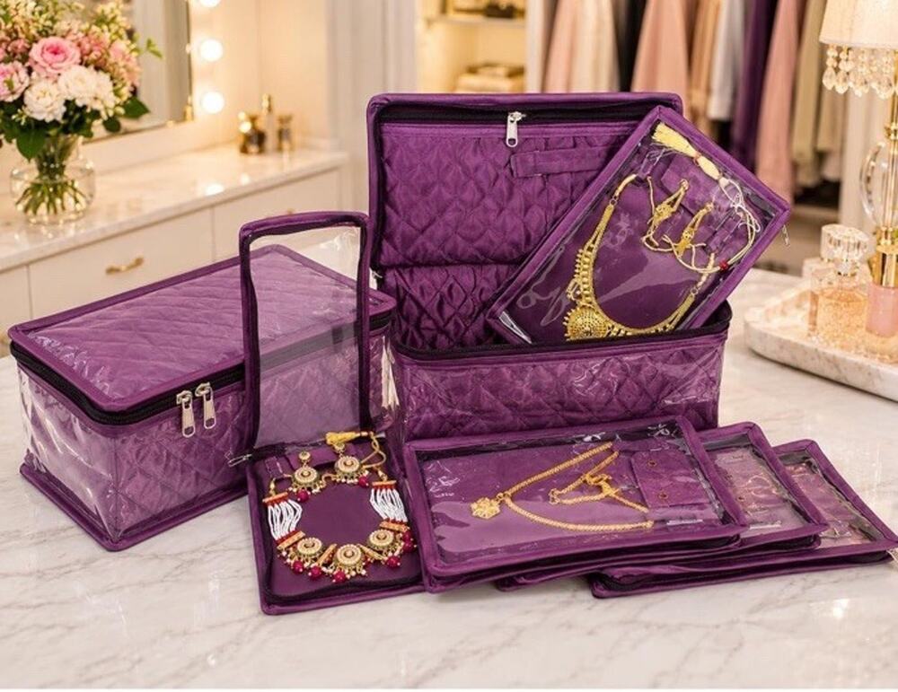 Satin Makeup Jewelery Earring Ring Necklace Pendant Storage Bag Pouches Case